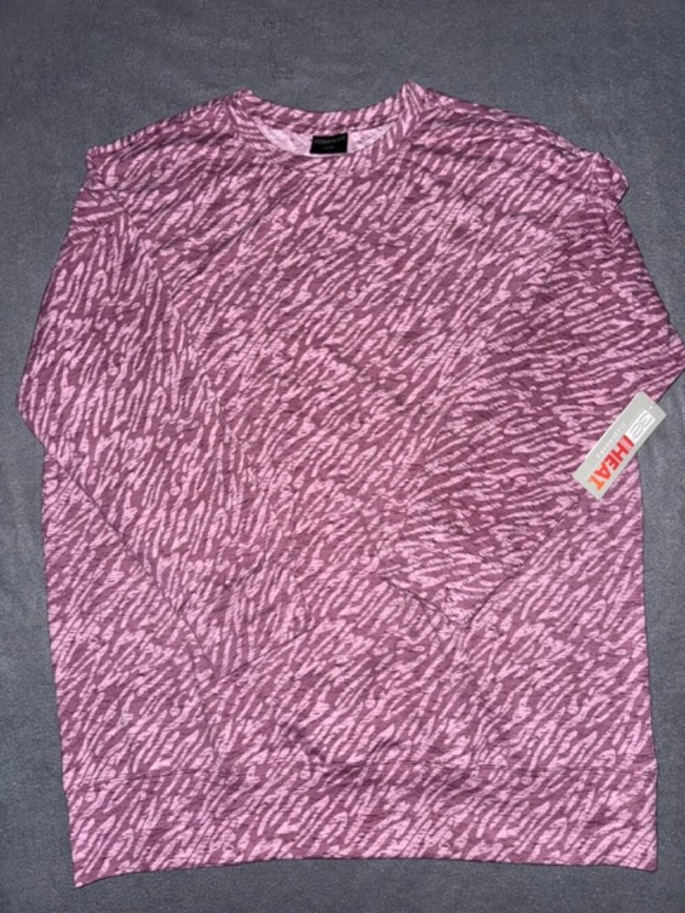 NWT 32 Degrees Heat Sleepwear Top Women’s Large Pink Tiger Long Sleeve